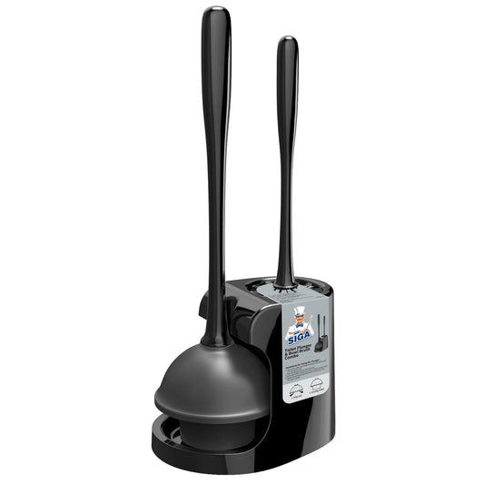 MR.SIGA Toilet Plunger and Bowl Brush Combo for Bathroom Cleaning, Black, 1 Set - Available at All In One Marketplace Canada