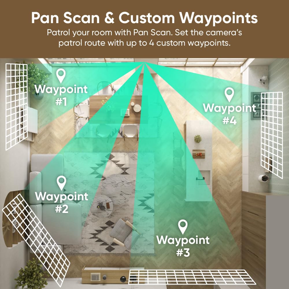 Wyze Pan Cam Duo Indoor/Outdoor IP65 2K 360° Pan/Tilt/Zoom Smart Home Security Camera with Color Night Vision, Works with Alexa & Google Assistant, White WYZE