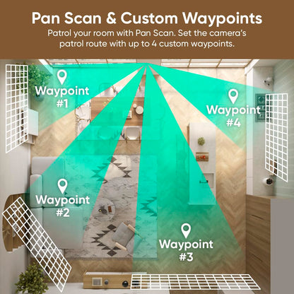 Wyze Pan Cam Duo Indoor/Outdoor IP65 2K 360° Pan/Tilt/Zoom Smart Home Security Camera with Color Night Vision, Works with Alexa & Google Assistant, White WYZE