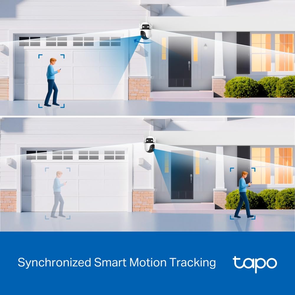 Tapo Outdoor Dual-Lens Wi-Fi Security Camera, 2K 3MP Pan/Tilt, AI Detection, 165° Wide-Angle + Telephoto Lens, Night Vision, 2-Way Audio, Ethernet Support, Works with Alexa & Google Home (Tapo C545D)