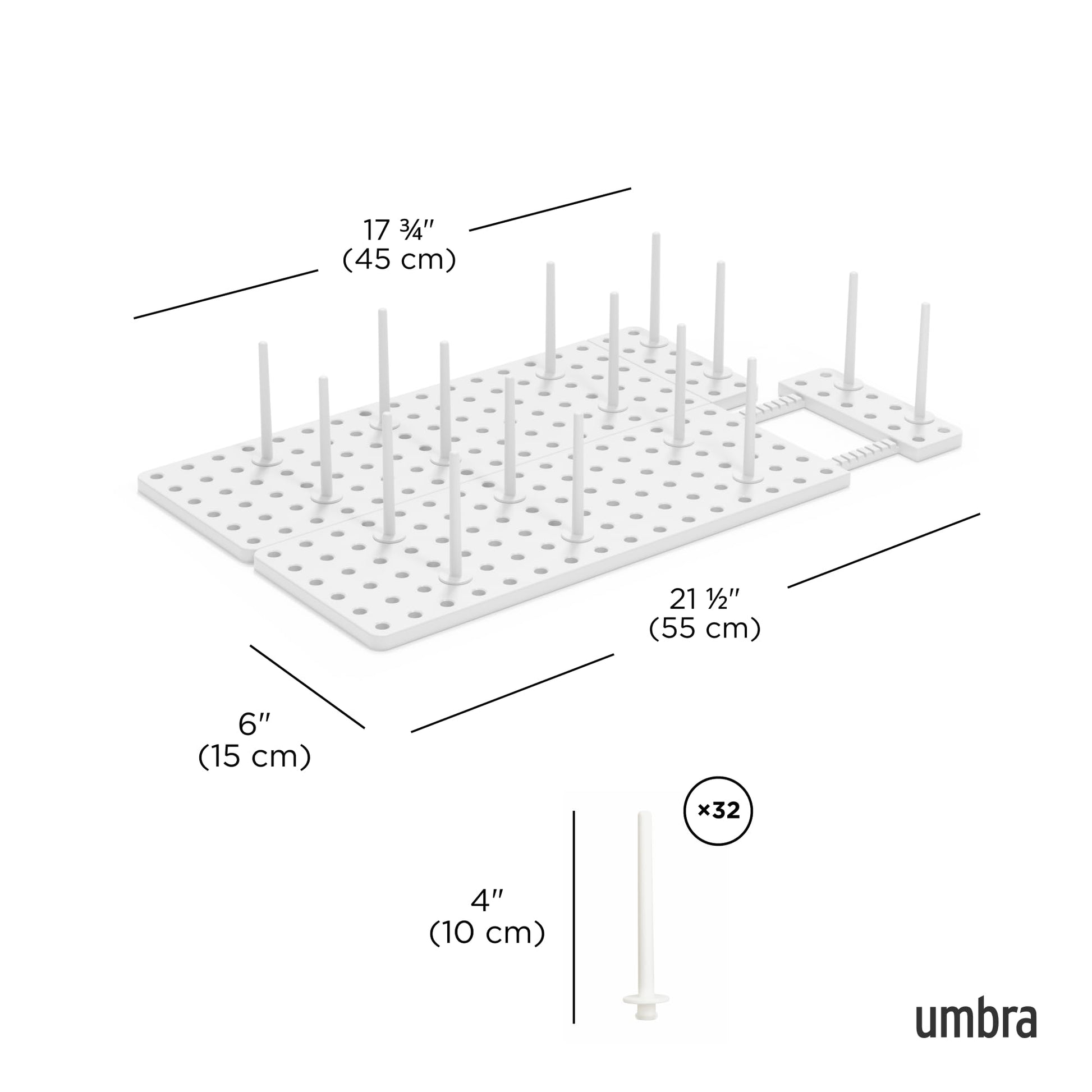 Umbra Peggy Kitchen Drawer Cupboard Organizer Tray - Adjustable Storage System For Food Containers, Cookware, Serveware, Utensils and More, White Umbra