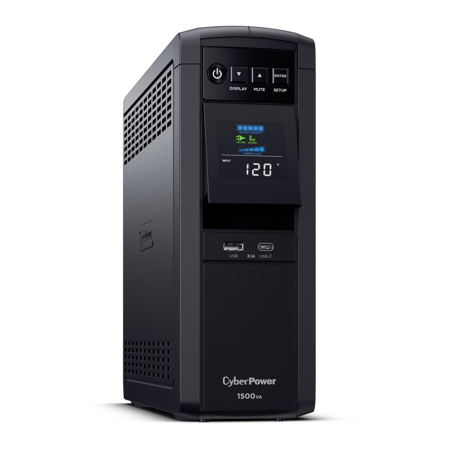 CyberPower CP1500PFCLCD PFC Sinewave UPS System, 1500VA/1000W, 12 Outlets, AVR, Mini Tower, Black - Available at All In One Marketplace Canada