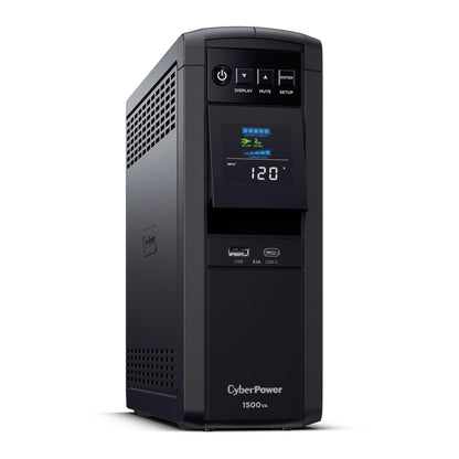 CyberPower CP1500PFCLCD PFC Sinewave UPS System, 1500VA/1000W, 12 Outlets, AVR, Mini Tower, Black - Available at All In One Marketplace Canada