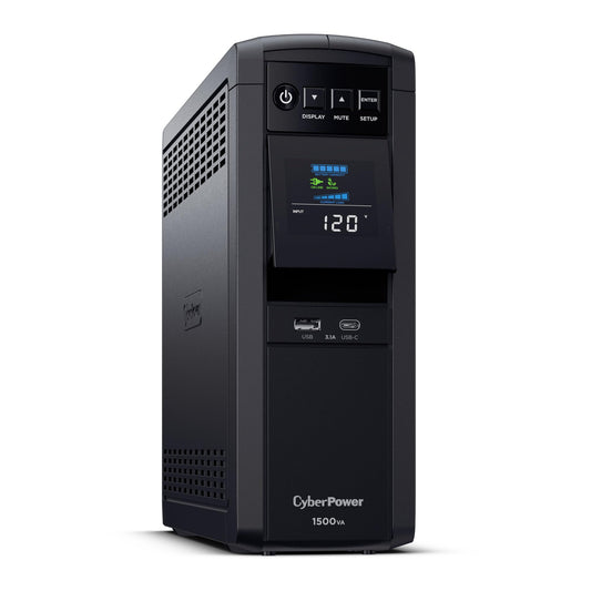 CyberPower CP1500PFCLCD PFC Sinewave UPS System, 1500VA/1000W, 12 Outlets, AVR, Mini Tower, Black - Available at All In One Marketplace Canada
