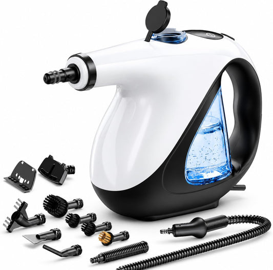 Handheld Steam Cleaner for Home 3s Instant Heat-Up No Need to Wait, Upgrade 2 LB Light Weight Easy Refill Portable Steamer Cleaner for Furniture Couch Grout Walls Kitchenware Cleaning (White)