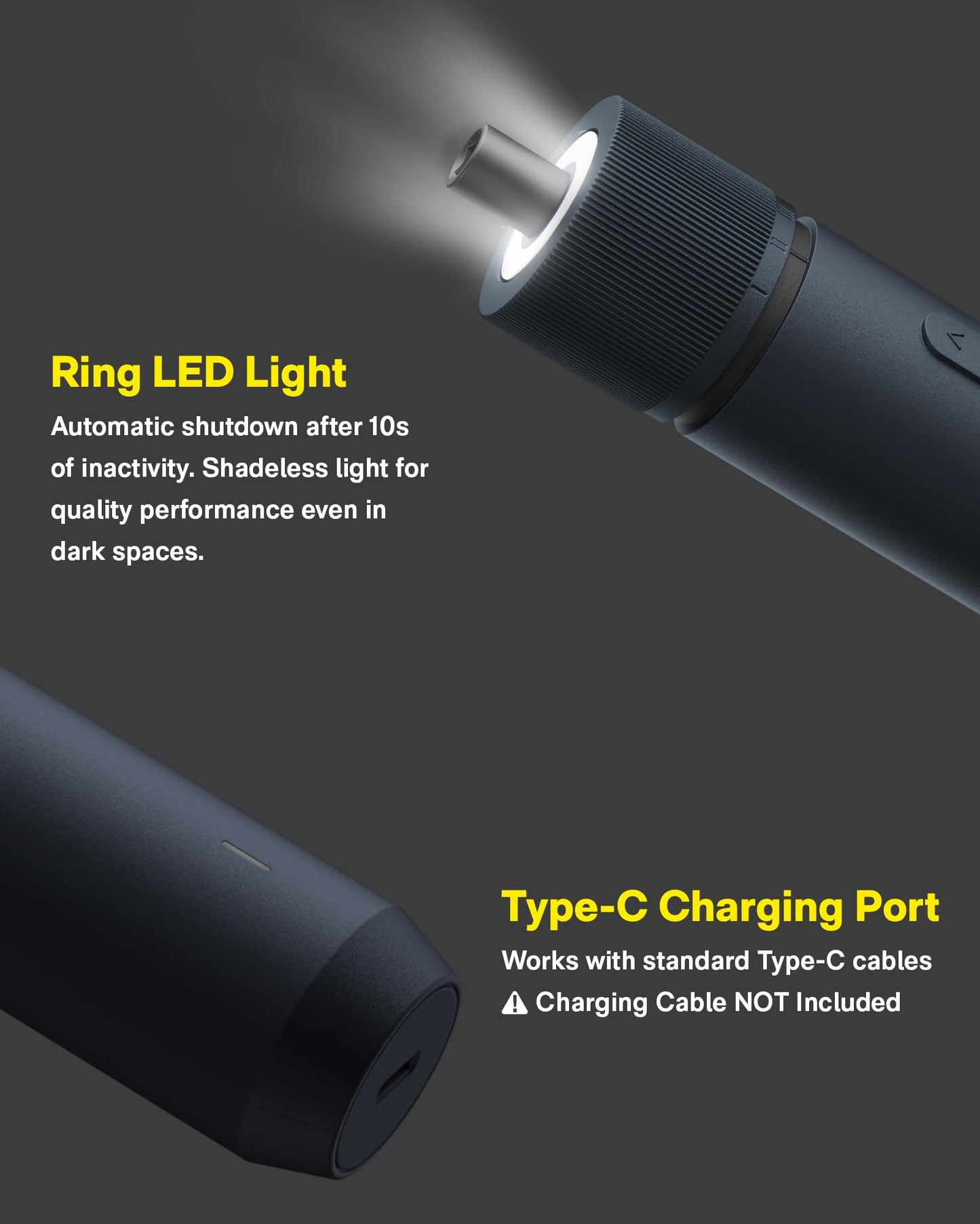 HOTO Electric Screwdriver Set, 3.6V Rechargeable Screwdriver Set with 25 S2-Steel Bits, Cordless Power Screwdriver Set with LED Light, All-in-One Design, 1500mAh 800 Times, USB-C Charging - Available at All In One Marketplace Canada