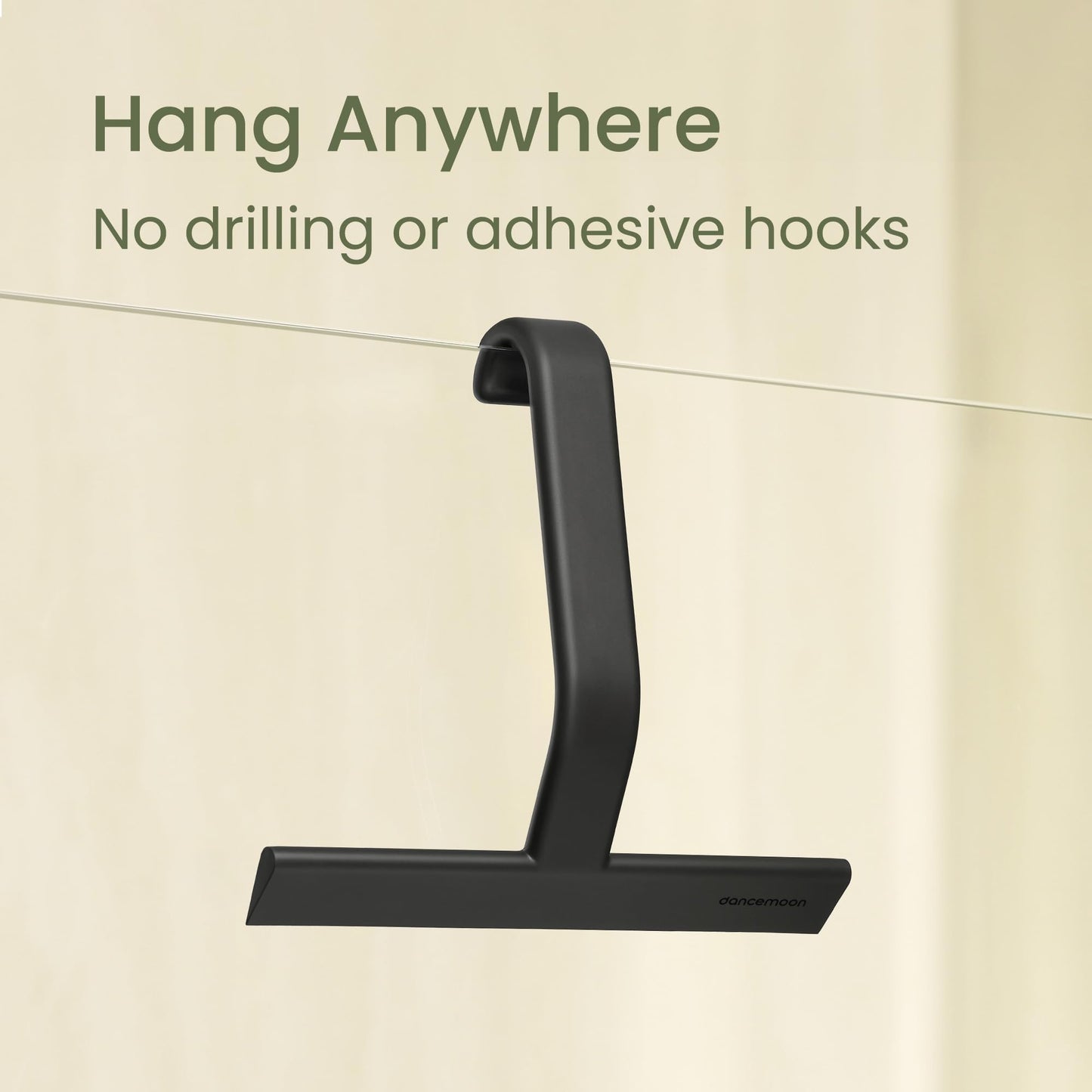 dancemoon JustHang Shower Squeegee for Glass Doors, All-One-Piece Silicone with Built-in Hook Design for Easy Hanging, Household Window Mirror Squeegee for Bathroom, Glass, Tile Wall,Car 10-Inch Black - Available at All In One Marketplace Canada