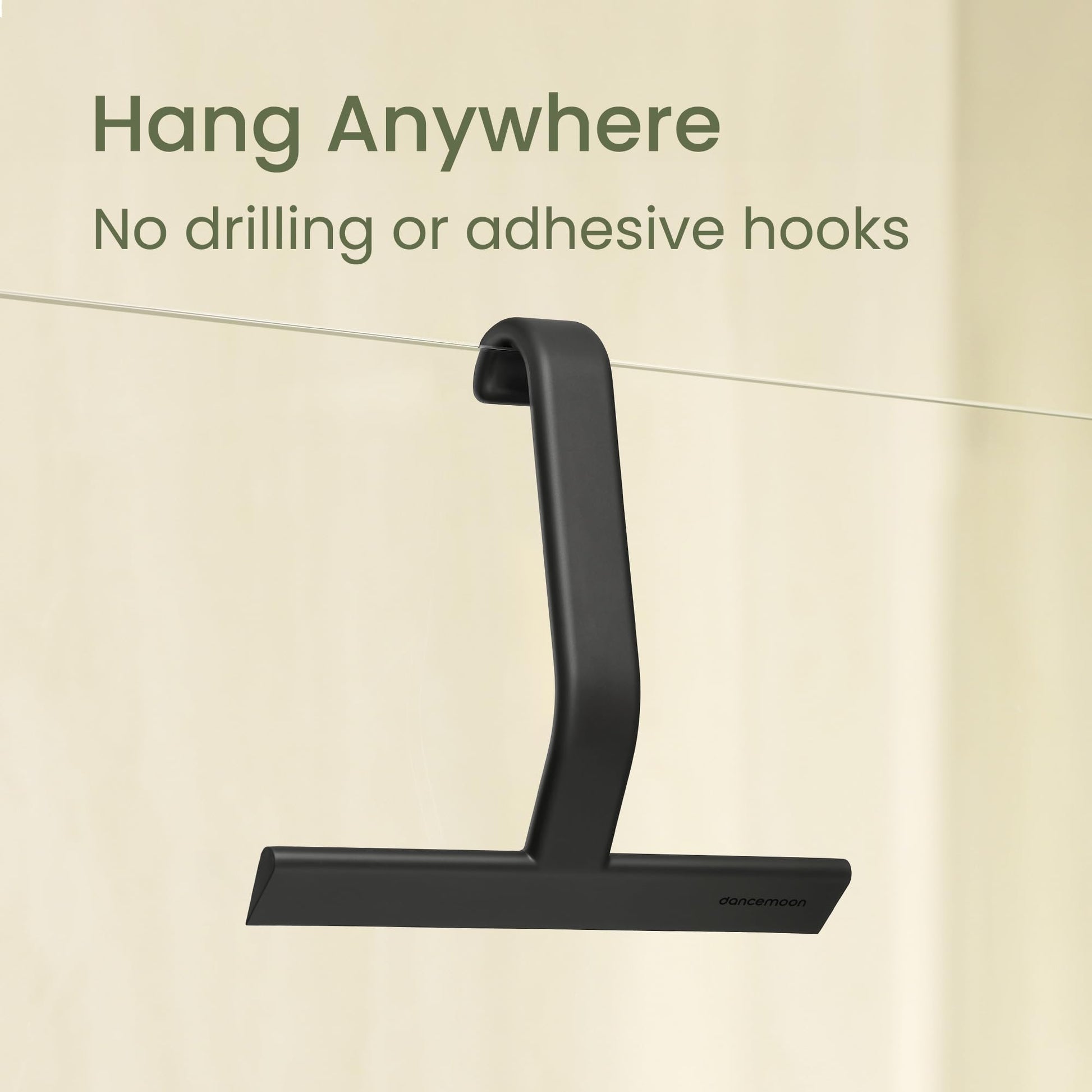 dancemoon JustHang Shower Squeegee for Glass Doors, All-One-Piece Silicone with Built-in Hook Design for Easy Hanging, Household Window Mirror Squeegee for Bathroom, Glass, Tile Wall,Car 10-Inch Black - Available at All In One Marketplace Canada
