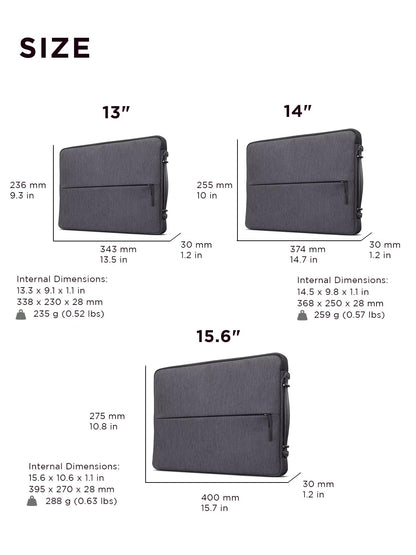Lenovo Urban Sleeve for 15.6-inch Laptop/Notebook/Tablet - Water Resistant - Padded Compartments - Zippered Accessory Storage - Reinforced Rubber Corners - Extendable Handle - Charcoal Grey