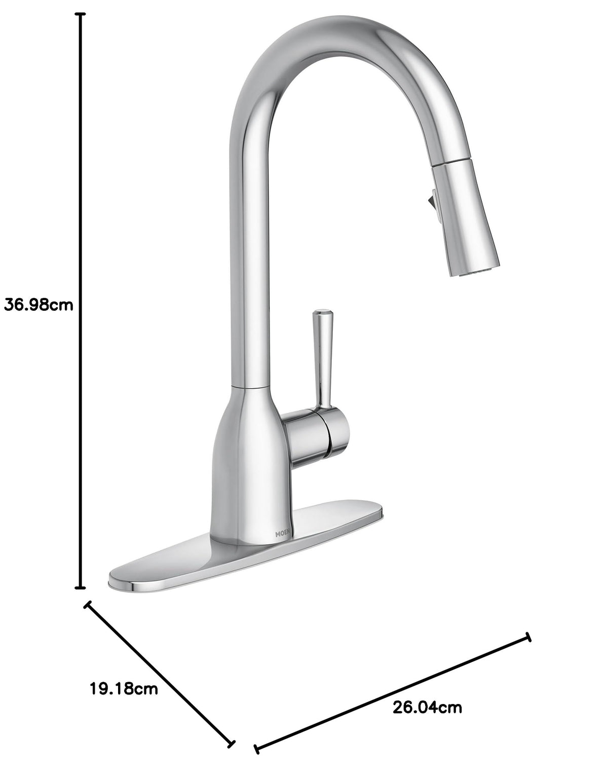 Moen 87233 Adler One-Handle High Arc Pulldown Kitchen Faucet with Power Clean, Chrome