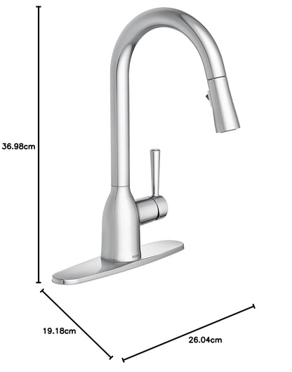 Moen 87233 Adler One-Handle High Arc Pulldown Kitchen Faucet with Power Clean, Chrome