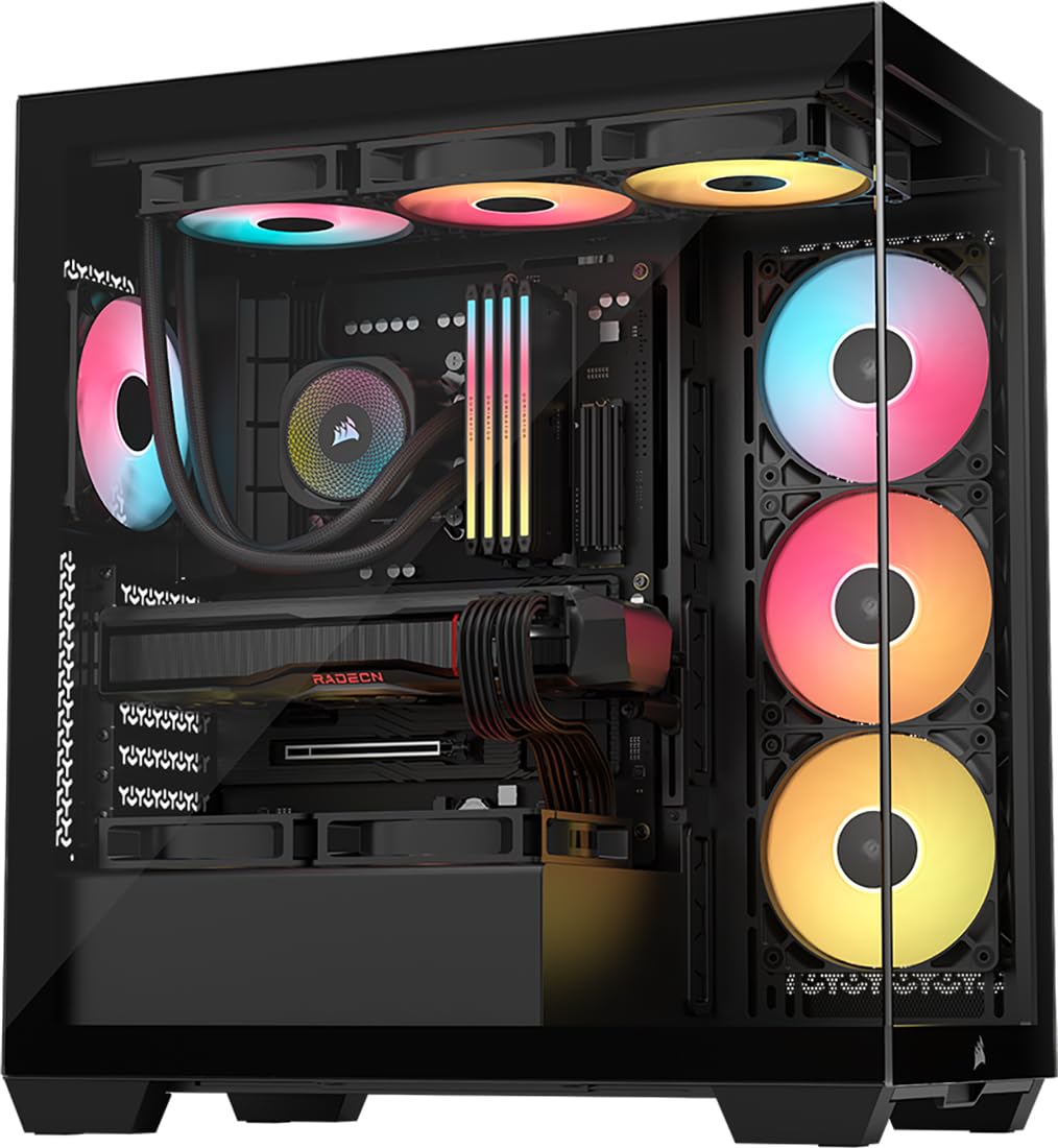 CORSAIR 3500X RS-R ARGB Mid-Tower PC Case – 3X Pre-Installed RS120-R ARGB Fans, GPU Anti-Sag Arm, Fits up to 10x 120mm Fans, Reverse Connection Motherboard Compatible – Black Corsair