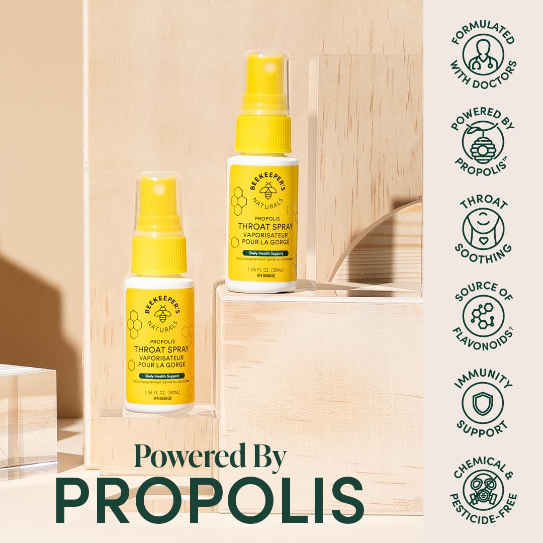 BEEKEEPER'S NATURALS Propolis Throat Spray - 85mg Bee Propolis Extract - Natural Immune Support, Sore Throat Relief & Antioxodant Support - Antioxidants, Keto, Paleo, Gluten-Free (1.06 oz)