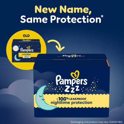 Pampers ZZZ Overnight Diapers, Size 3, Nighttime Protection Disposable Baby Diaper, 1 Pack (Count of 66)