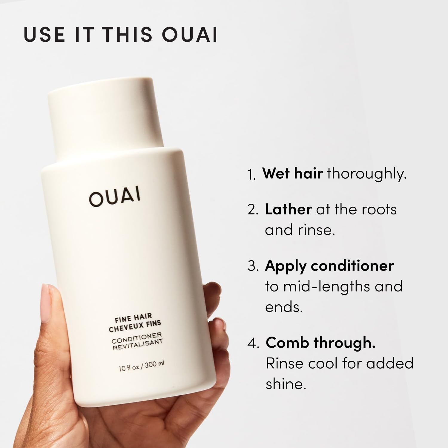 OUAI Fine Shampoo and Conditioner Set - Sulfate Free Shampoo and Conditioner for Women & Men - Made with Keratin, Marshmallow Root, Shea Butter & Avocado Oil - Free of Parabens & Phthalates (10 Fl Oz) - Available at All In One Marketplace Canada