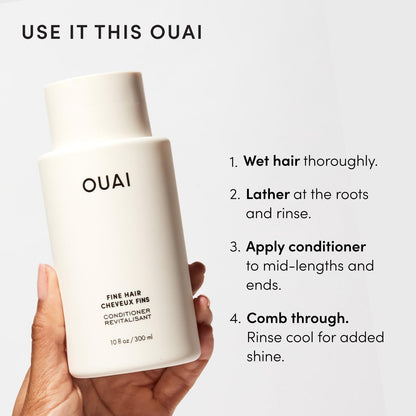 OUAI Fine Shampoo and Conditioner Set - Sulfate Free Shampoo and Conditioner for Women & Men - Made with Keratin, Marshmallow Root, Shea Butter & Avocado Oil - Free of Parabens & Phthalates (10 Fl Oz) - Available at All In One Marketplace Canada
