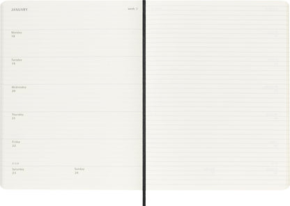 Moleskine Classic 18 Month 2026-2027 Weekly Planner, Soft Cover, XL (7.5" x 10"), Black, 208 pages