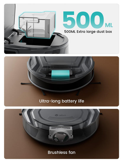 Lefant M210Pro Robot Vacuum Cleaner, 6 Cleaning Modes, 200 Mins Runtime, 4000Pa Suction, SmartSense Technology, Multi-Surface Cleaning, Ideal for Pet Hair and Hard Floor - Available at All In One Marketplace Canada