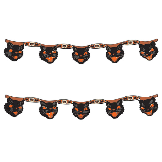 Beistle 2 Piece Vintage Halloween Party Decorations - Black Cat Banners