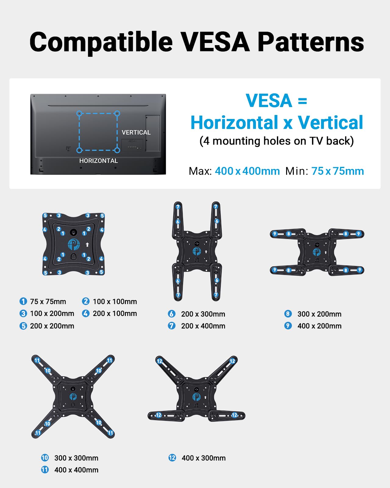 Pipishell Full Motion TV Wall Mount for 26-65 Inch Flat Curved Screen TVs, Max VESA 400x400mm up to 77 lbs, Swivel TV Mount Wall Bracket with Articulating Arms, Tilt, Extension, PIMF7
