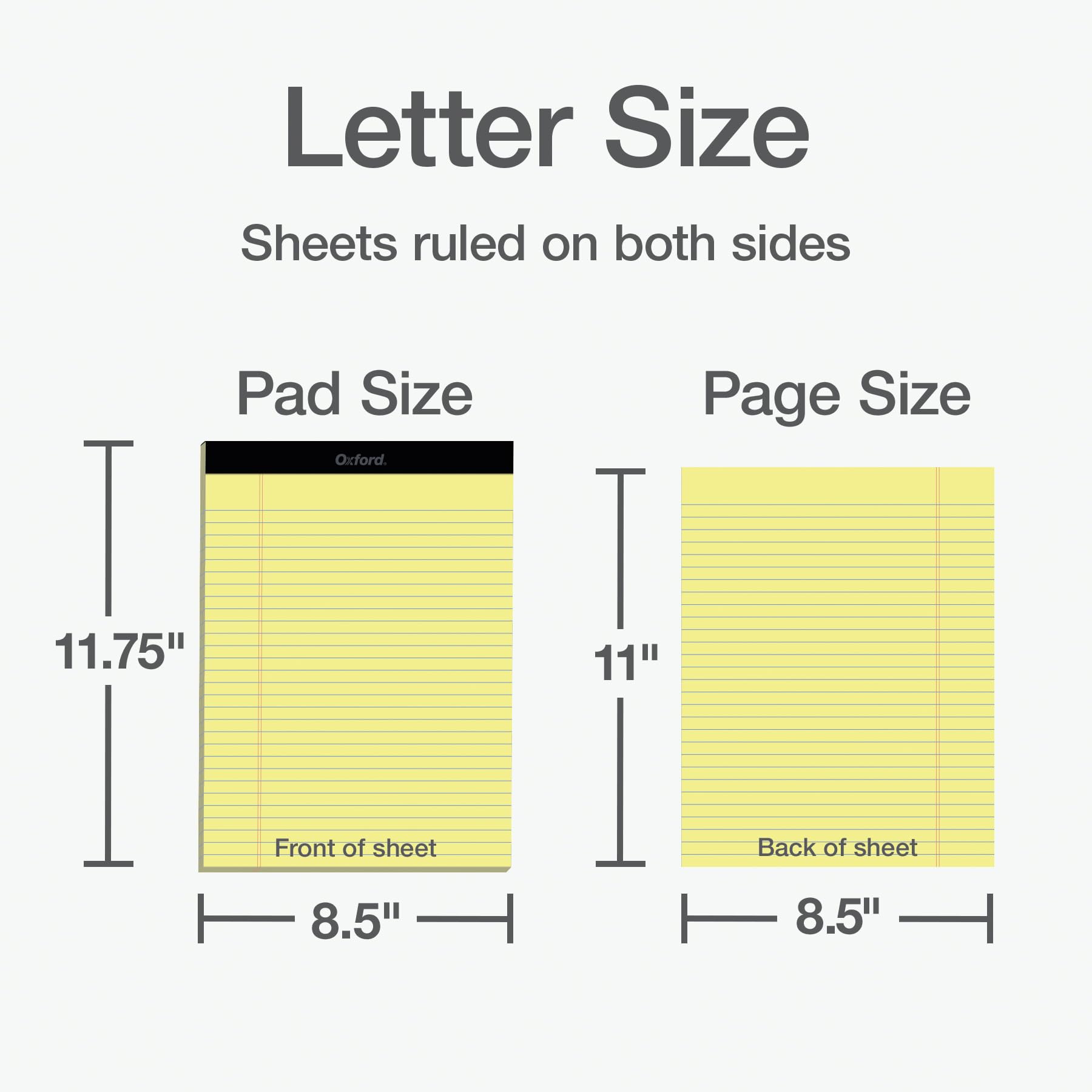 Oxford Legal Pads, 8.5 x 11 Inch, Wide Ruled, Yellow Paper, 50 Sheets per Pad, 12-Pack Notepads for School, Office, Lists, and Note Taking, Letter Size, Double-Sided Writing Pages Oxford