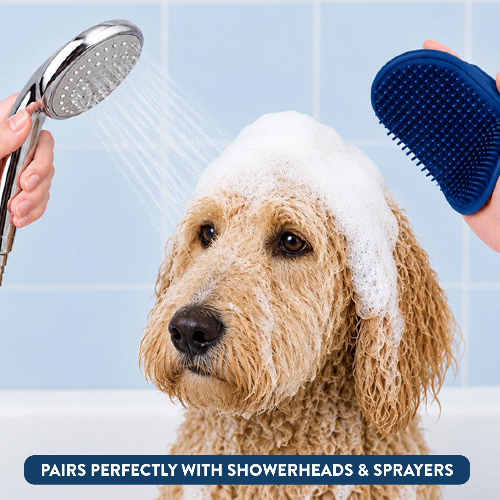 Bodhi Dog Bath Brush | De shedding Dog Brush | Hair Removing for Long Hair Dog Brush | Dog Brush for Short Haired Dogs | Dog Accessories Rubber Curry Brush | Dog Shampoo Brush