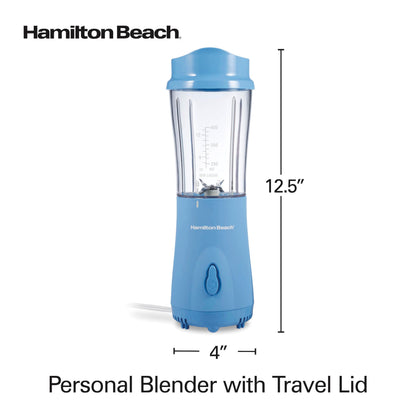 Hamilton Beach Personal Blender for Smoothies & Protein Shakes, Portable Single Serve Blender with Travel Lid, 14 oz BPA-Free Jar, 175W, Compact Countertop Blender, Tranquil Blue, 51172 🍁 All In One Marketplace Canada