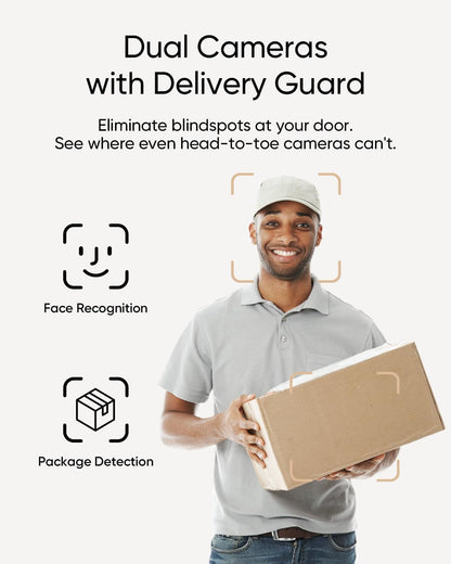 eufy Security Video Doorbell E340, Extra Rechargeable Battery Pack with USB-C, 2K Full HD, Dual Cameras, Long-Lasting Backup Power, Color Night Vision, Quick-Release Battery Pack, No Monthly Fee