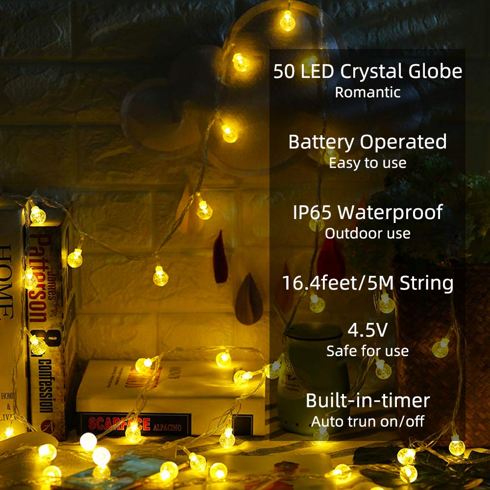 Metaku 16.4Ft 50LED Battery Operated Globe String Lights with Remote 🍁 All In One Marketplace Canada
