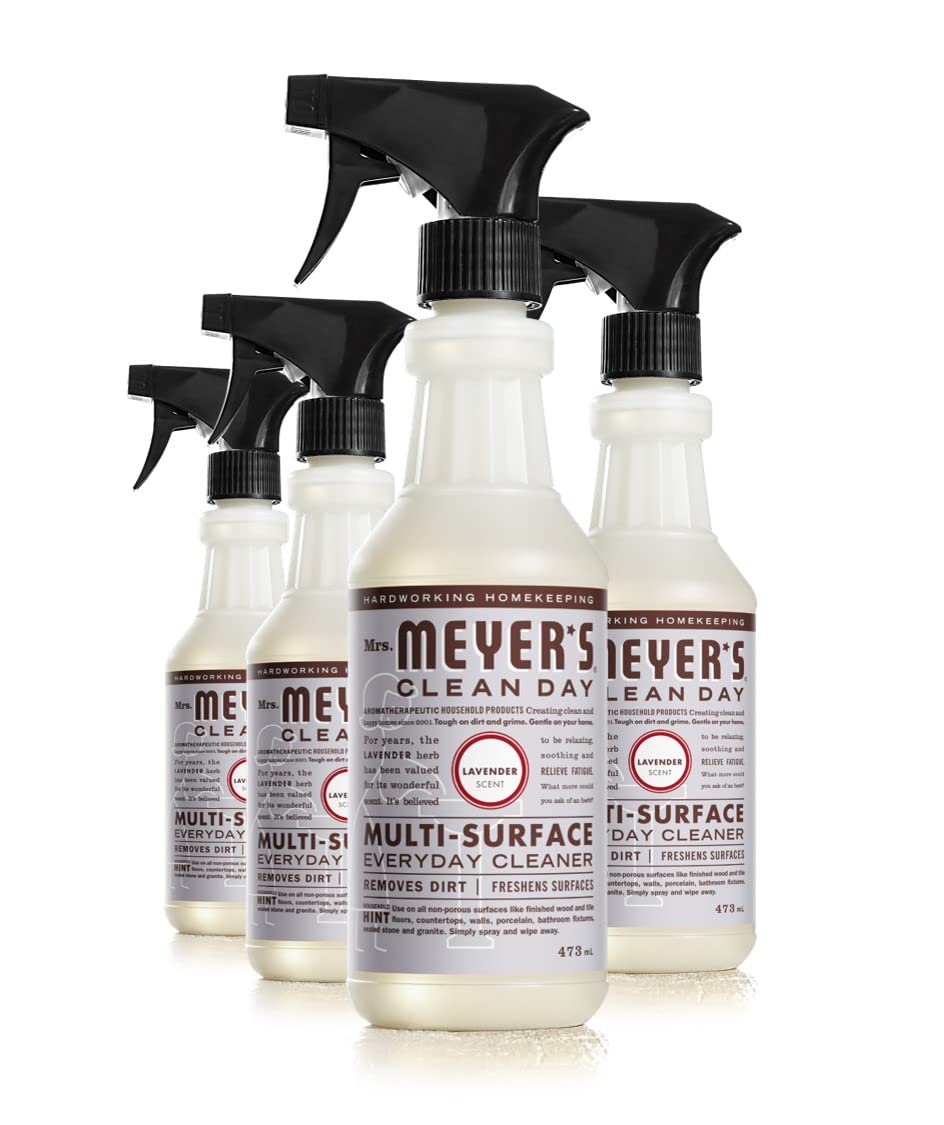 Mrs. Meyer's Clean Day Multi-Surface Cleaner Spray, All-Purpose Cleaner Solution for Home & Kitchen, Lavender Scent, 473 ml Spray Bottles, 4 Pack MRS. MEYER'S