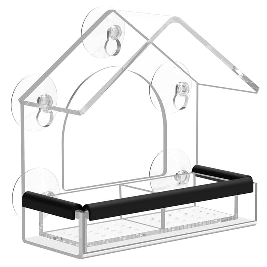 Clear Window Bird Feeder with 5 Extra Strong Suction Cups, DY-SKTY Sturdy and Durable Acrylic Birdfeeders for Viewing Wild Birds Outside, as a Bird Watching Gift, Outdoor Birdhouse Box, Garden Decor - Available at All In One Marketplace Canada