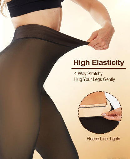 DUCMODA Womens Fleece Lined Tights Fake Translucent Warm Leggings-Black M 🍁 All In One Marketplace Canada