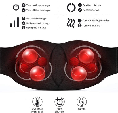 Neck Massager with Heat, Shiatsu Back Neck and Shoulder Massager, Electric Deep Tissue 4D Kneading Massage, Use at Home, Office, Car- Best Gifts for Women Men - Available at All In One Marketplace Canada