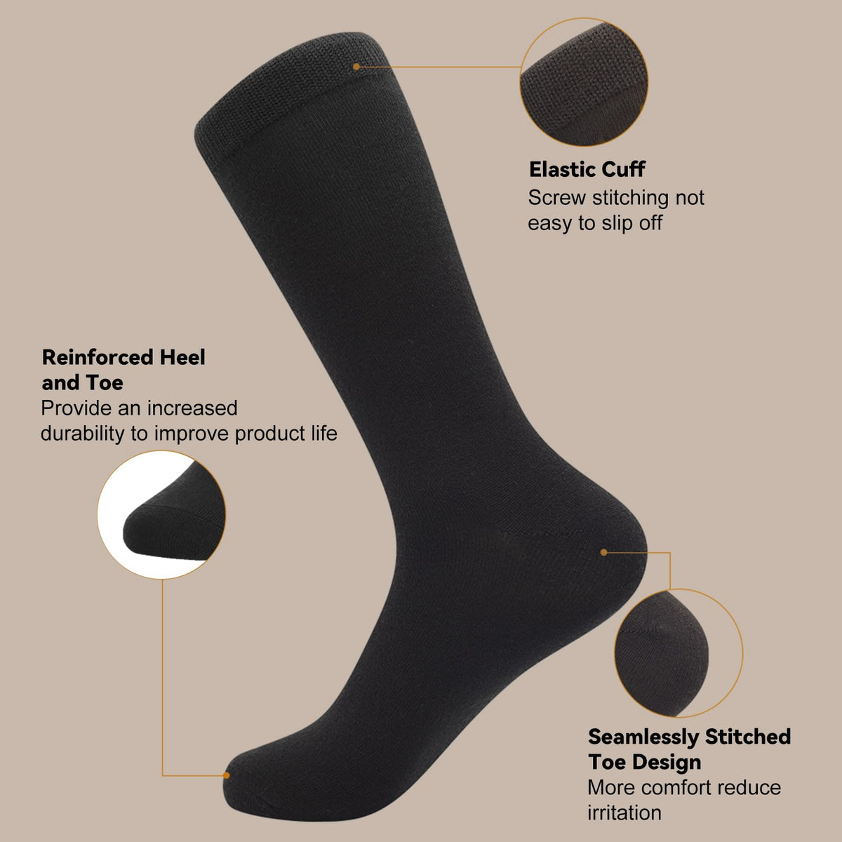Mens Merino Wool Dress Socks, Lightweight Thermal Crew Socks for Winter 🍁 All In One Marketplace Canada