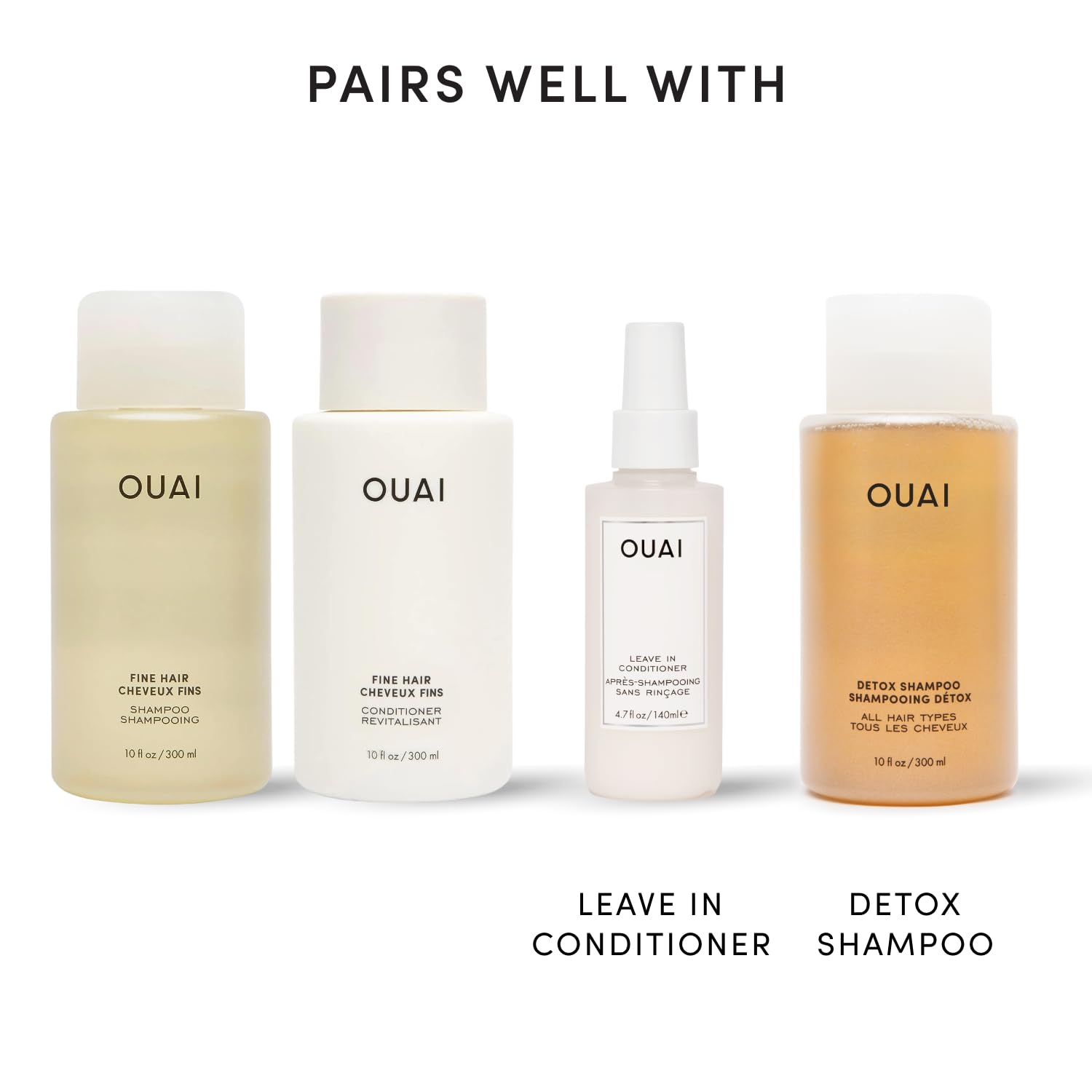 OUAI Fine Shampoo and Conditioner Set - Sulfate Free Shampoo and Conditioner for Women & Men - Made with Keratin, Marshmallow Root, Shea Butter & Avocado Oil - Free of Parabens & Phthalates (10 Fl Oz) - Available at All In One Marketplace Canada
