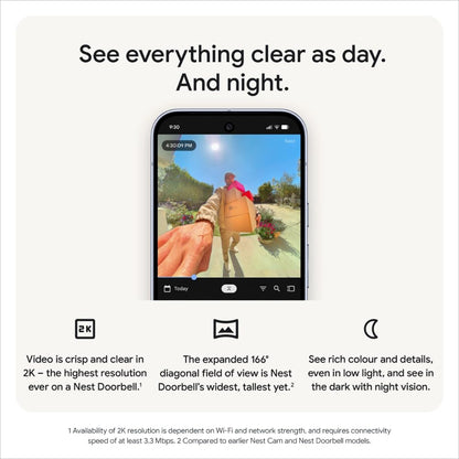 Google Nest Doorbell (Wired, 3rd gen)- 2K Video and Gemini - Linen 🍁 All In One Marketplace Canada