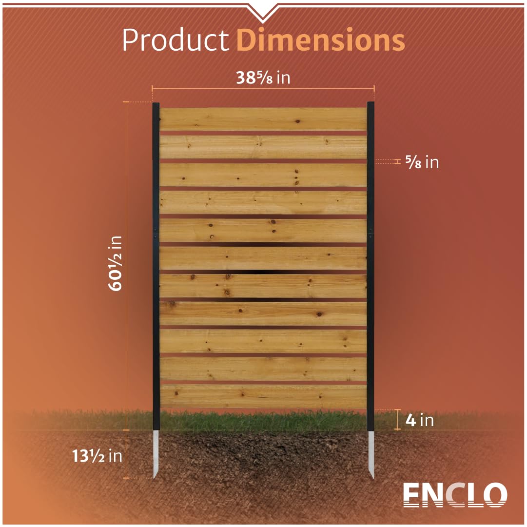 5ft H x 3.2ft W (1 Panel) No Dig Enclo Concord Cedar Wood Privacy Screen, Great to Hide Trash Cans, Decorative Patio Privacy Screen, Outdoor Fence, Air Conditioner Fence, EC18022 Enclo Privacy Screens
