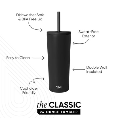 Simple Modern Iced Coffee Tumbler, Insulated | 24oz | Black Simple Modern