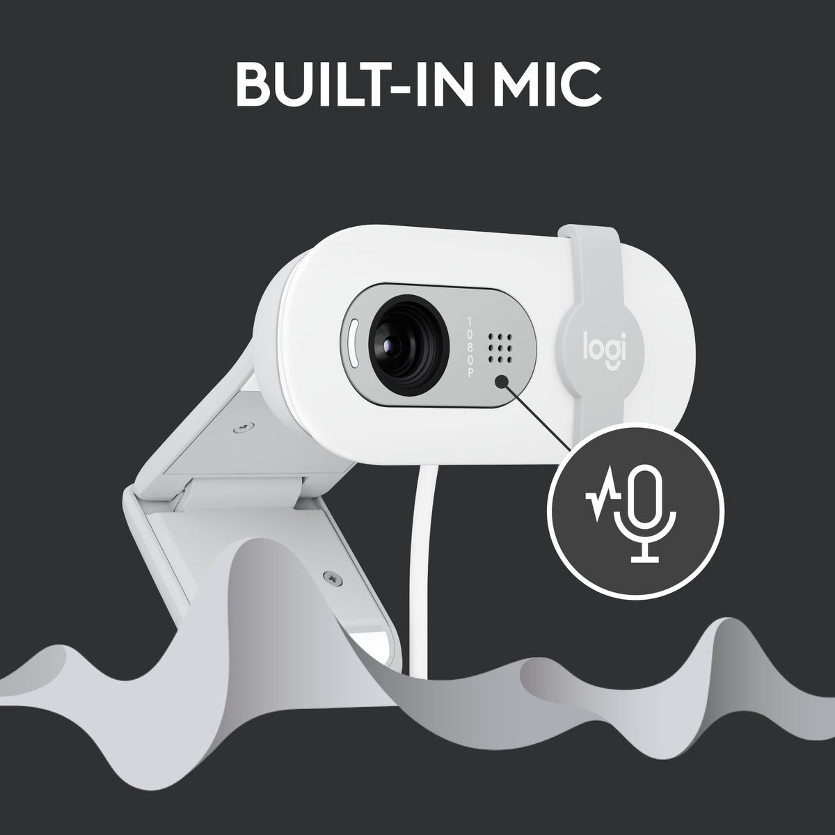 Logitech Brio 100 Full HD 1080p Webcam for Streaming and Meetings - White
