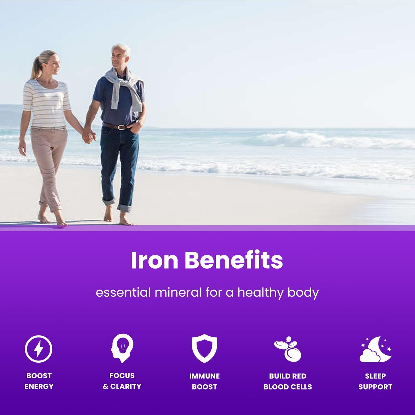 Iron Gummies with Vitamin C | 10mg Iron Per Gummy | Iron Supplements for Women & Men | Vegan Gummies | Blood Cell Formation Support | Energy, Focus, Immune Support | Vegan & Non-GMO (1) - Available at All In One Marketplace Canada