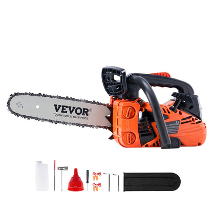 VEVOR Gas Chainsaw, 25.4CC 12" 1.2HP, Gasoline Powered Chain Saw, Handheld Cordless Petrol Chainsaws for Tree Wood Branch Cutting, Tree Trimming, Land Clearing, Farm Garden Ranch Forest Cutting Use 🍁 All In One Marketplace Canada