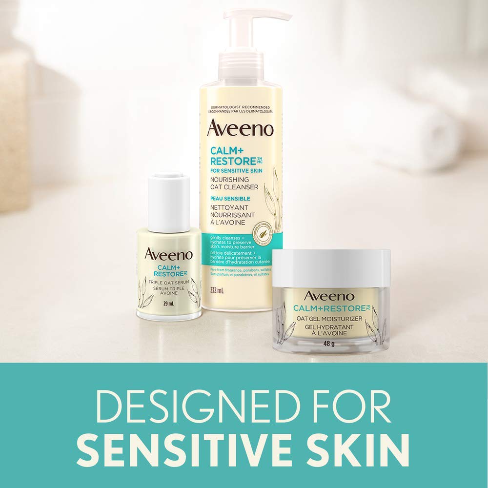 Aveeno Calm + Restore Triple Oat Serum, Dry Sensitive Skin Moisturizer, Oat, Feverfew, Daily Skincare, Fragrance Free, 29-mL 🍁 All In One Marketplace Canada