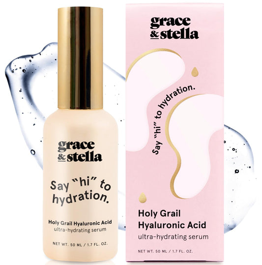 grace & stella Award Winning Hyaluronic Acid Serum for Face (50ml) Hydrating Hyaluronic Acid - Acide Hyaluronique Face - Anti Aging Serum to Hydrate, Remove Fine Lines, Wrinkles, Boost Collagen - Available at All In One Marketplace Canada