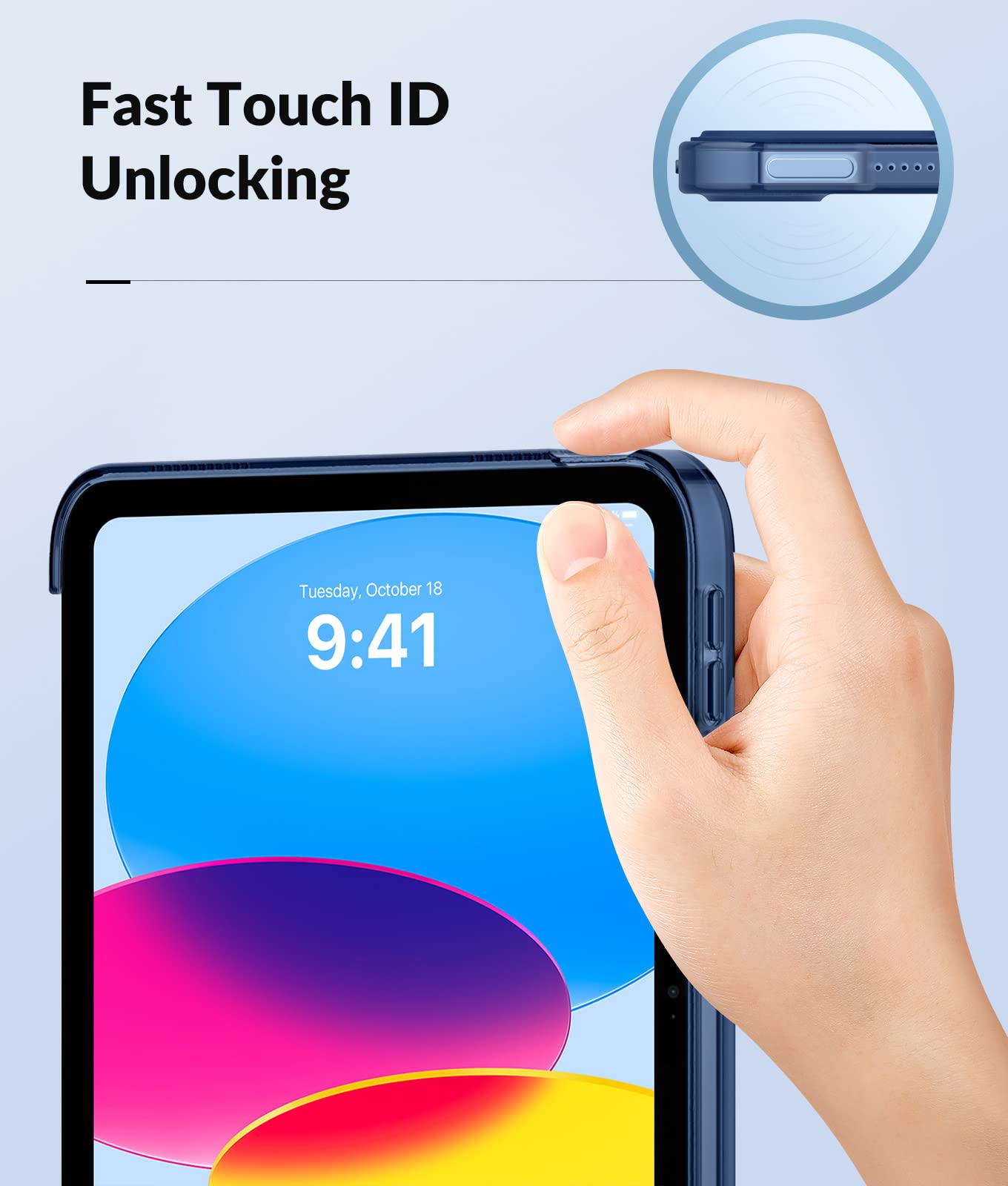 MoKo Case for New iPad (A16) 11th Generation 2025/ 10th Generation 2022, iPad 11 inch/ 10.9 inch Case with Soft TPU Translucent Frosted Back Cover, Auto Wake/Sleep, Support Touch ID,Navy Blue - Available at All In One Marketplace Canada