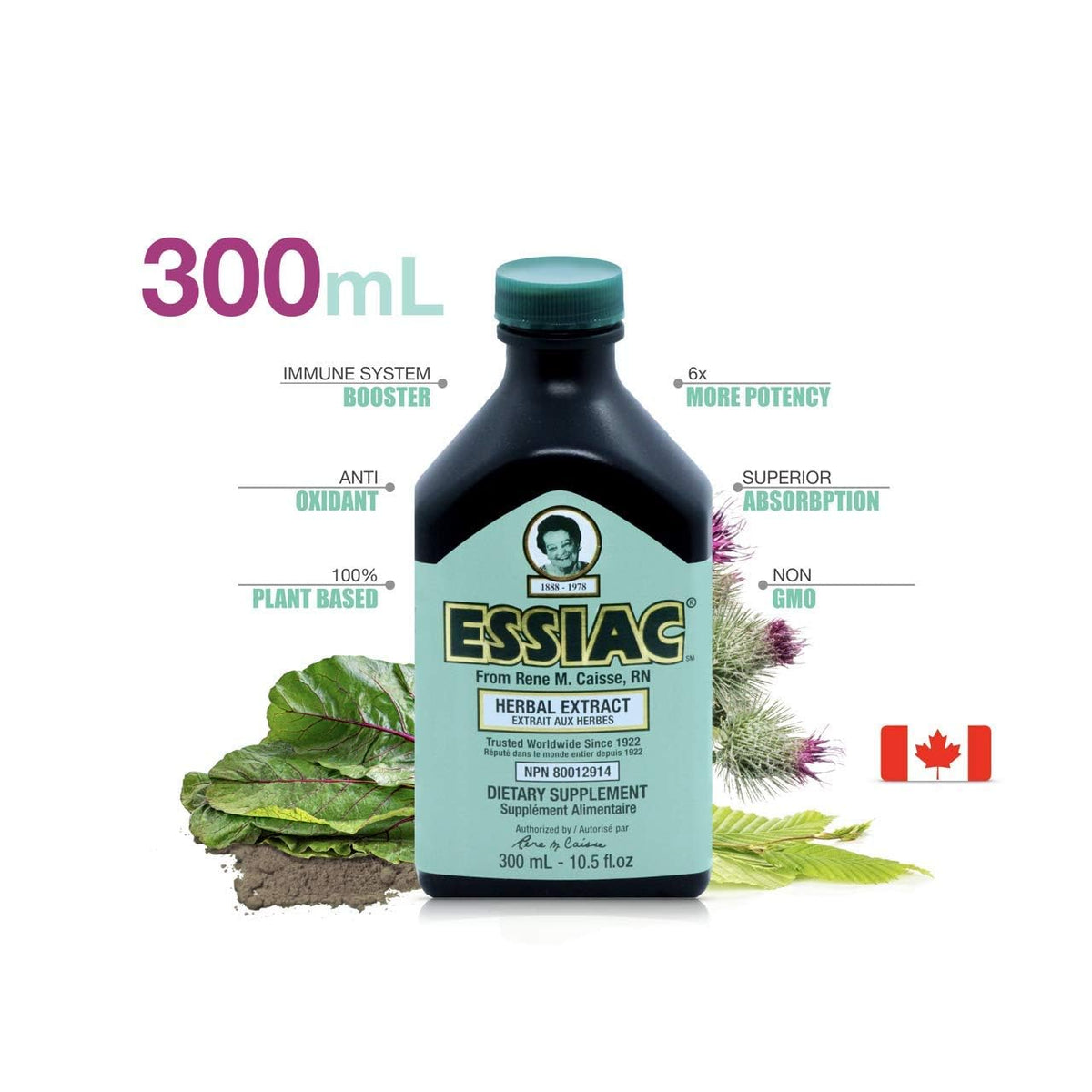 ESSIAC® All-Natural Herbal Liquid Extract – 300ml Bottle | Powerful Antioxidant Blend to Help Promote Overall Health & Well-being | Original Formula from 1922