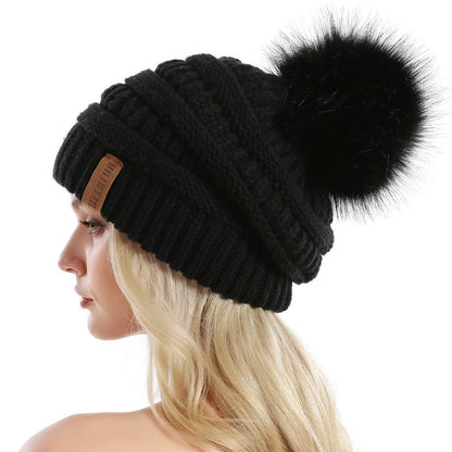 Queenfur Knit Slouchy Beanie for Women Thick Baggy Hat Faux Fur Pompom Winter Hat 🍁 All In One Marketplace Canada