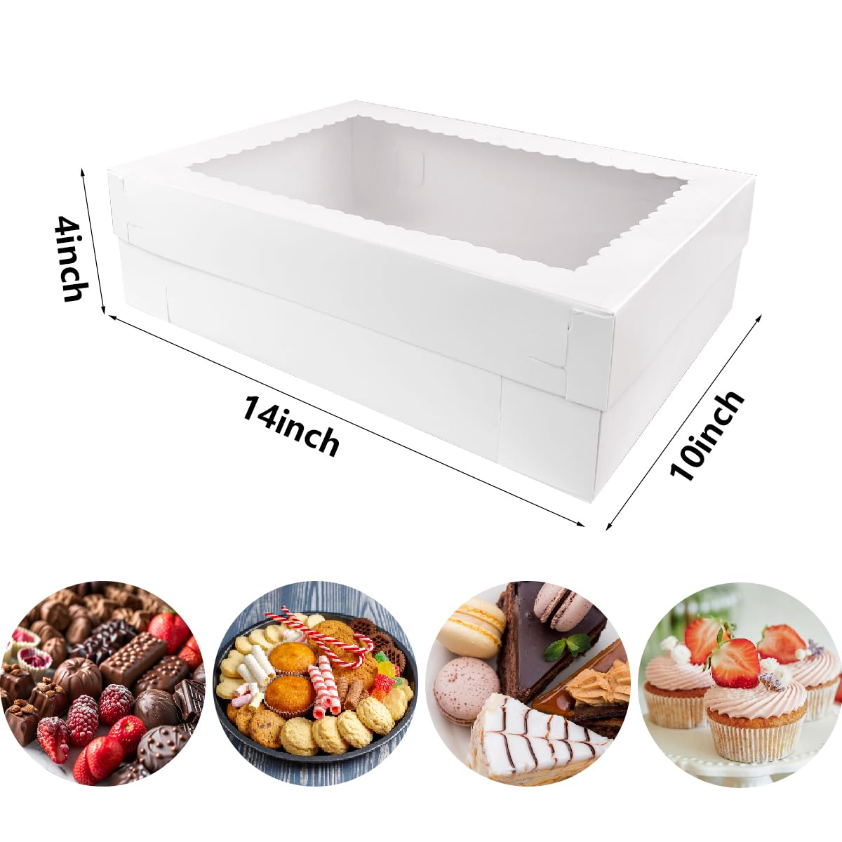 Cake Boxes Set 10 boxes14x10x4 Inches White Bakery Boxes with Window Large Baking Box for Cakes and Cake Decorating 🍁 All In One Marketplace Canada
