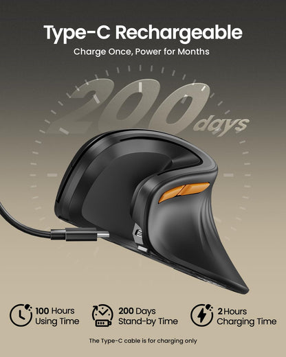 ProtoArc Ergonomic Vertical Mouse, EM11 NL Bluetooth Mouse Wireless Rechargeable Mice with 3 Devices (Bluetooth or USB), Vertical Wireless Mouse for Computer, iPad, Mac, Windows (Black) - Available at All In One Marketplace Canada