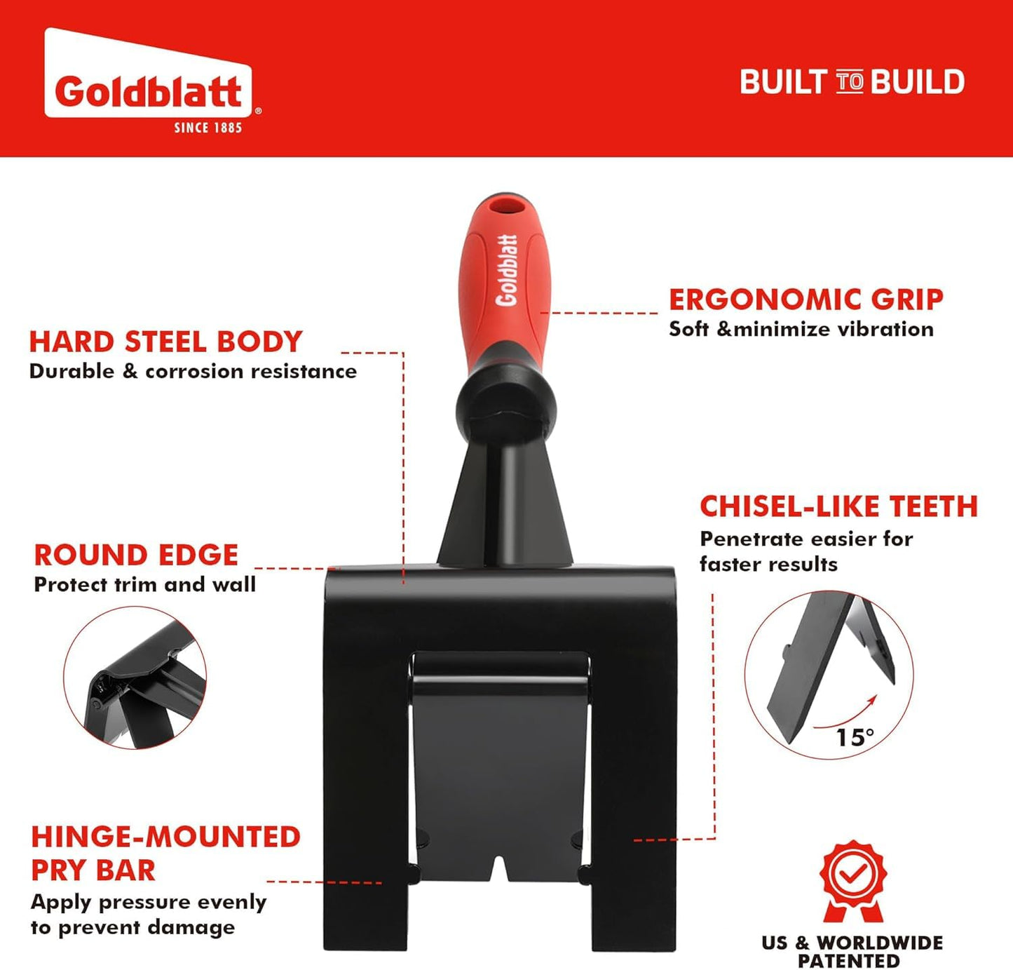 Goldblatt Trim Puller, Tile Removal Multi-Tool for Commercial Work & Home Improvement, Baseboard, Molding, Siding and Floor Removal, Remodeling Goldblatt