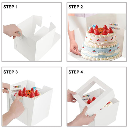 Packpal 20Pack 10 Inch Tall Cake Boxes With Cake Boards (10 boxes & 10 boards), 10X10X8 Inch White Bakery Boxes With Windown For Chocolates, Cajas Pasteles, Cookie, Pastries,Pie, Gift Cakes 🍁 All In One Marketplace Canada